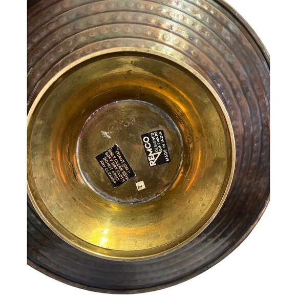 Vtg Remco Brass Hammered Bronze Pedestal Fruit Bowl Made in India - Picture 4 of 9